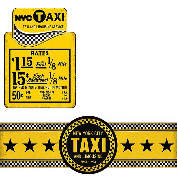 New York Taxi - Set van 2 Signs