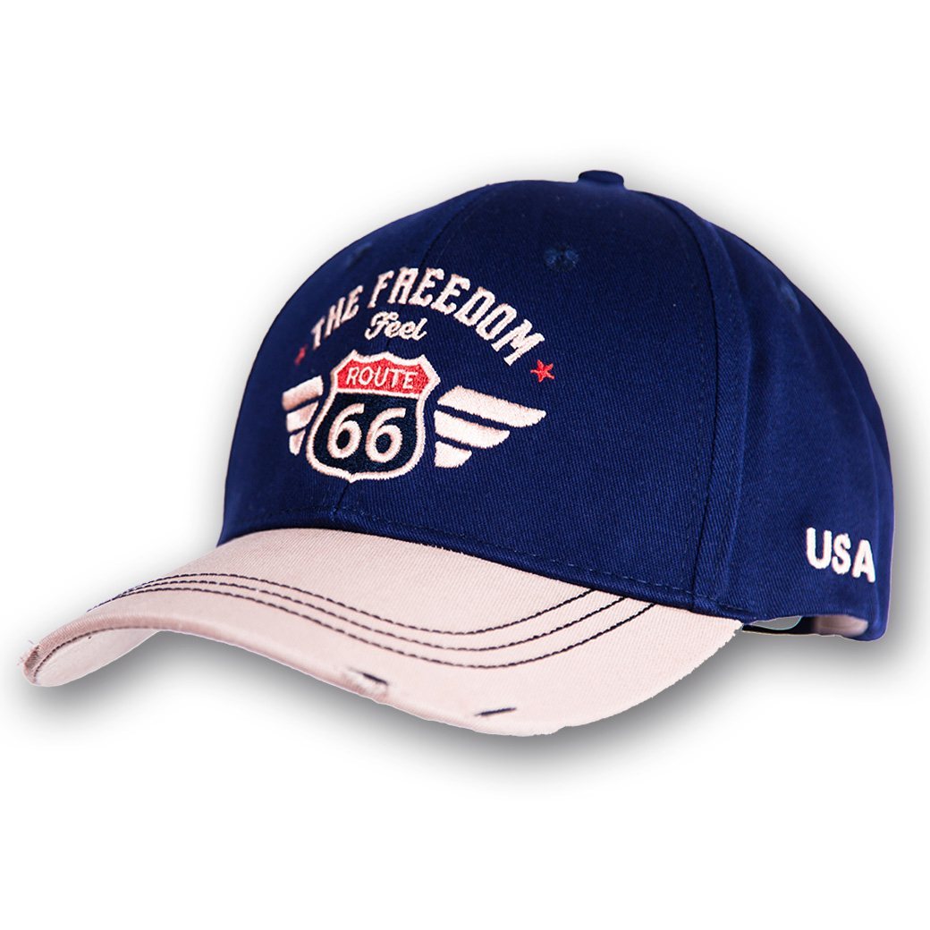 Cap Route 66 - Blue-Beige - Vintage