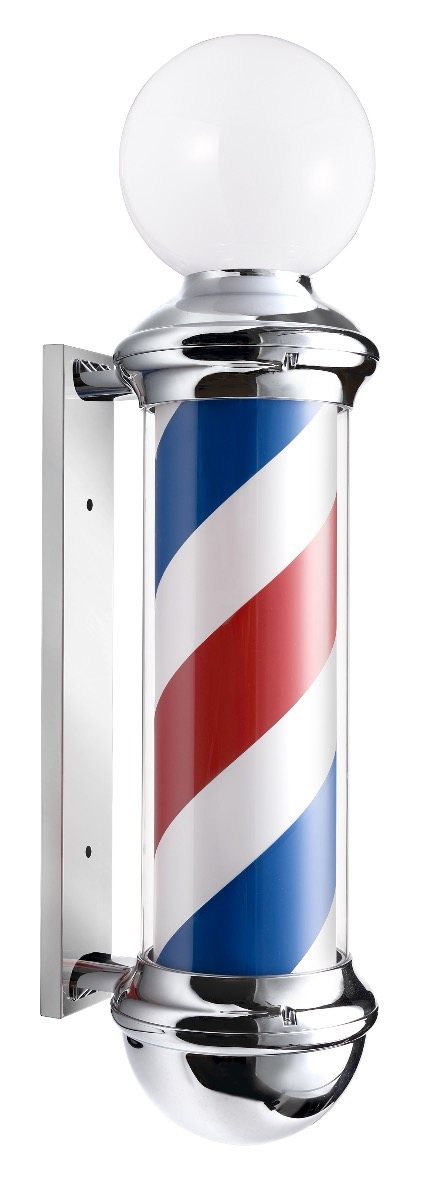 Barbierspaal - Barberpole - Kapperspaal met bol lamp