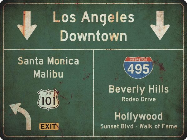 US-Traffic Sign - Los Angeles-Hollywood - grunge