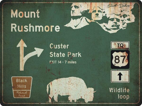 US-Traffic Sign - Mount Rushmore - grunge