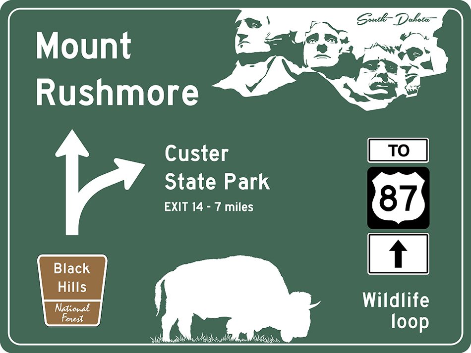 US-Traffic Sign - Mount Rushmore