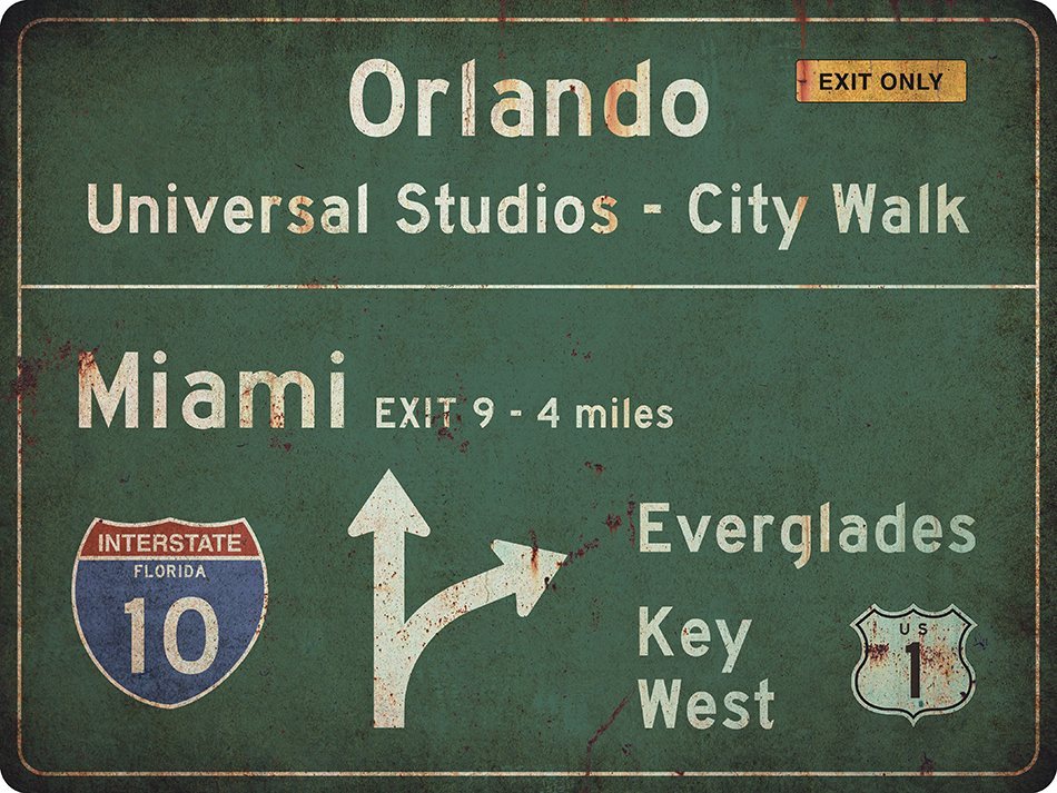 US-Traffic Sign - Florida - grunge