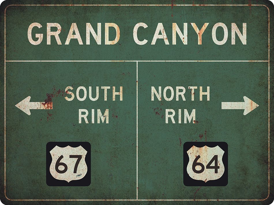 US-Traffic Sign - Grand Canyon - grunge