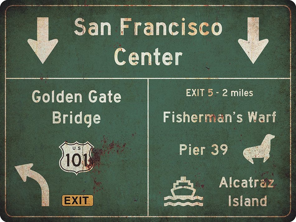 US-Traffic Sign - San Francisco - grunge