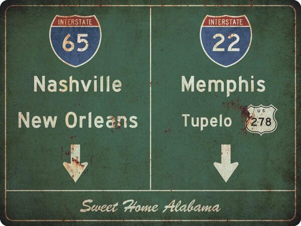 US-Traffic Sign - Nashville-Memphis - grunge