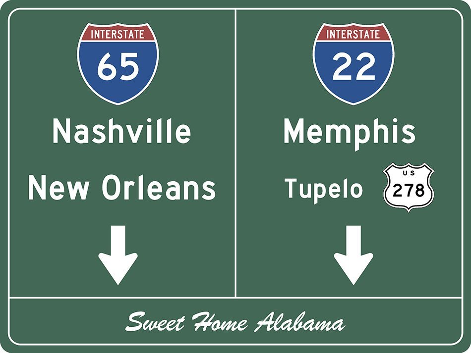 US-Traffic Sign - Nashville-Memphis