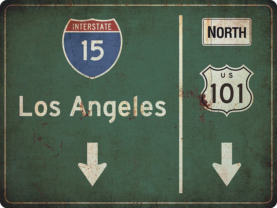 US-Traffic Sign - Los Angeles - grunge