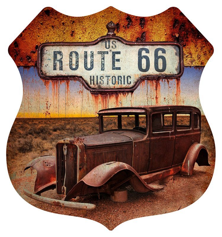 Shield - Rusty Car Route 66