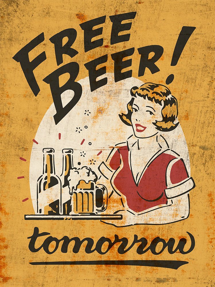 Free Beer Tomorrow - yellow grunge