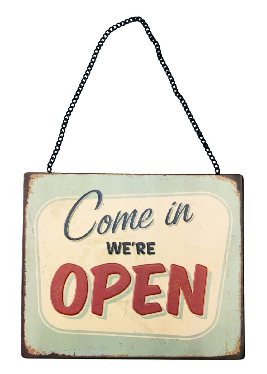 Come In Were Open - green retro