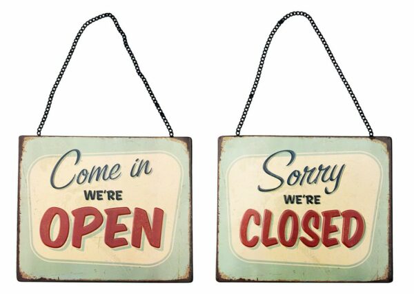 Open and Closed - green retro - Set van 2 Signs