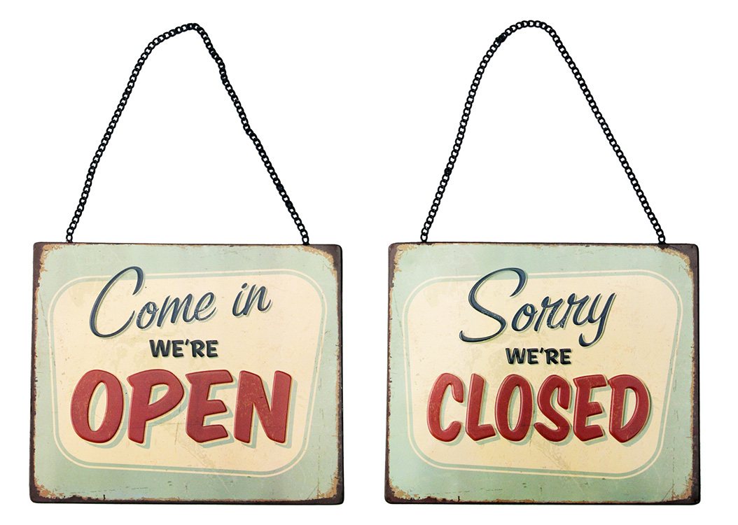 Open and Closed - green retro - Set van 2 Signs