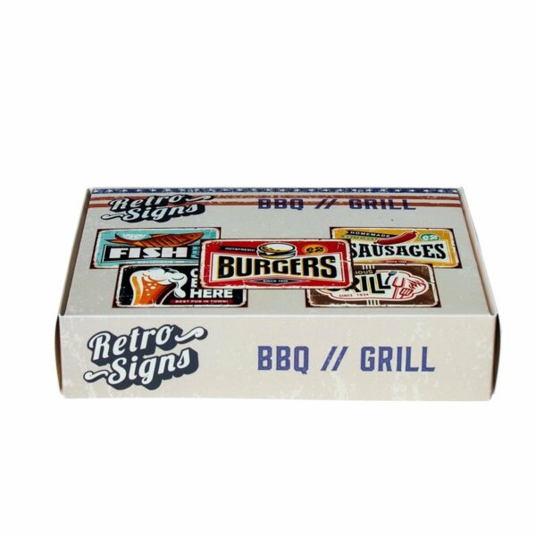 BBQ-GRILL Retro Box - set van 5 signs