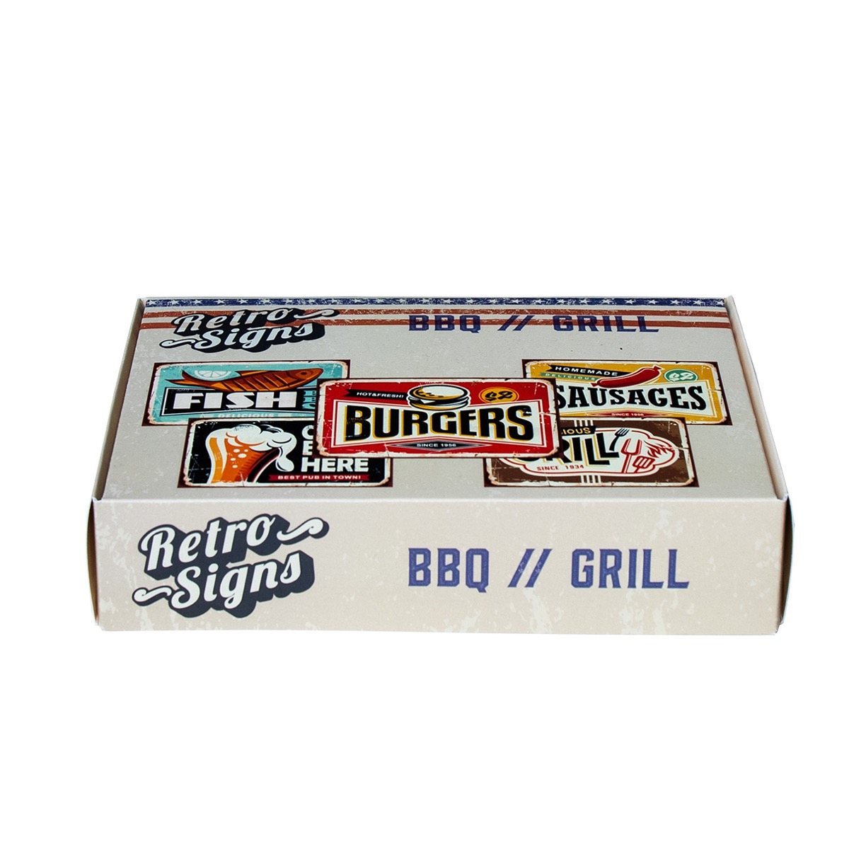 BBQ-GRILL Retro Box - set van 5 signs