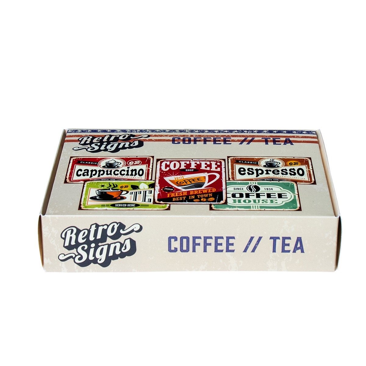 COFFEE-TEA Retro Box - set van 5 signs