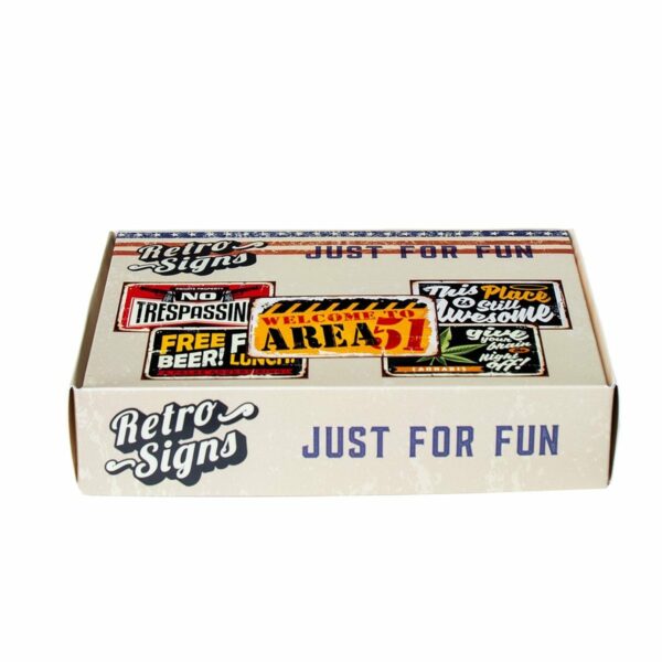 JUST FOR FUN Retro Box - set van 5 signs