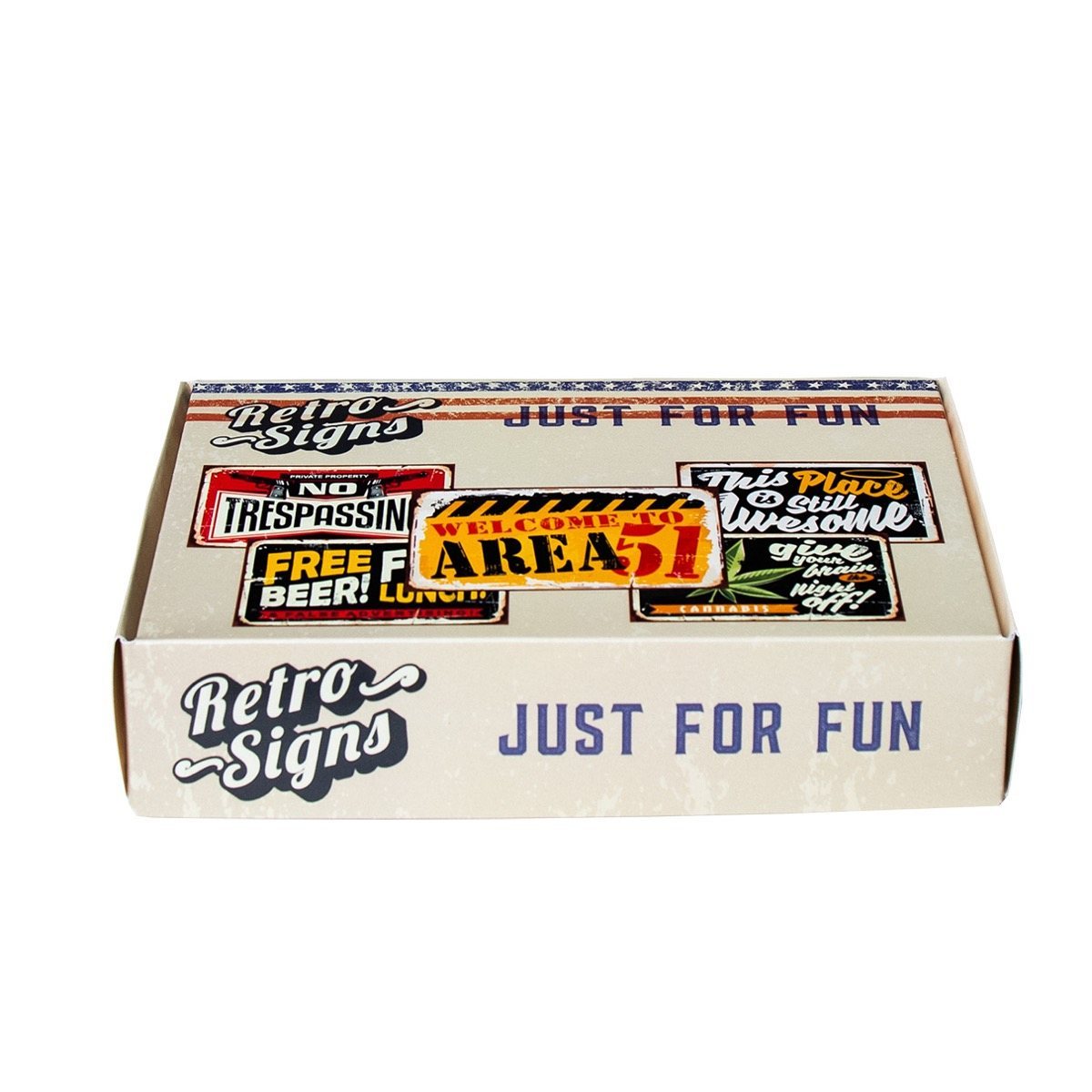 JUST FOR FUN Retro Box - set van 5 signs