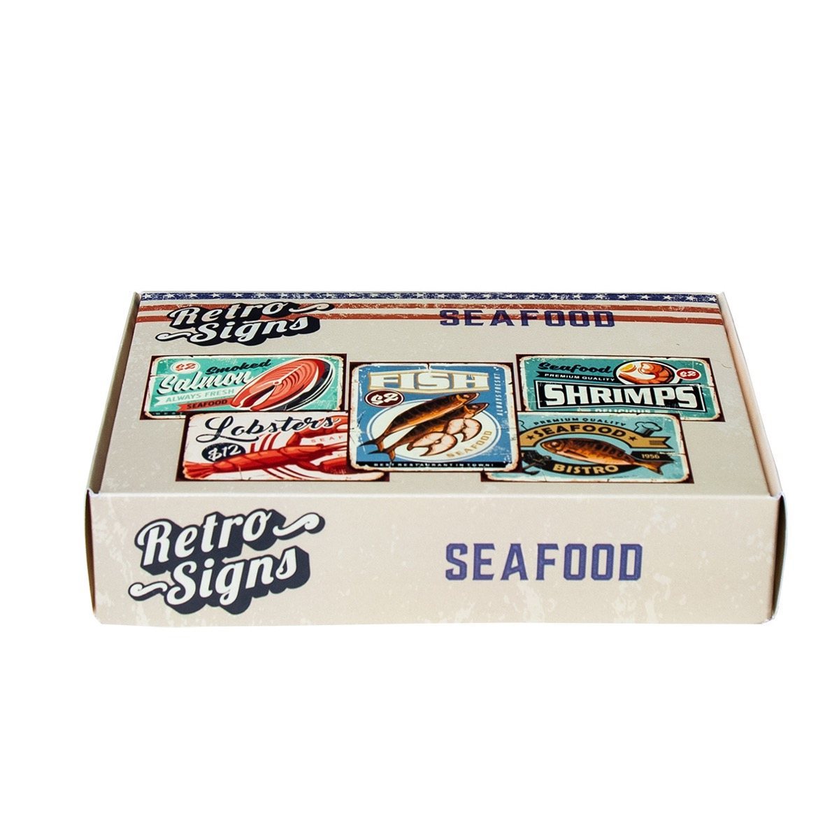 SEA FOOD Retro Box - set van 5 signs