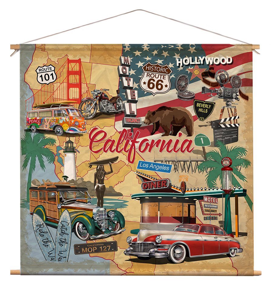 Wanddoek - California Collage