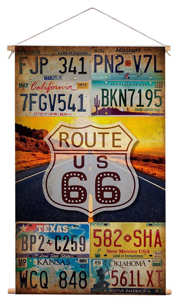 Wanddoek - Route 66 license plates