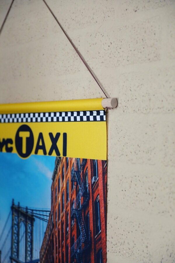 Wanddoek - New York Taxi Brooklyn - Afbeelding 3