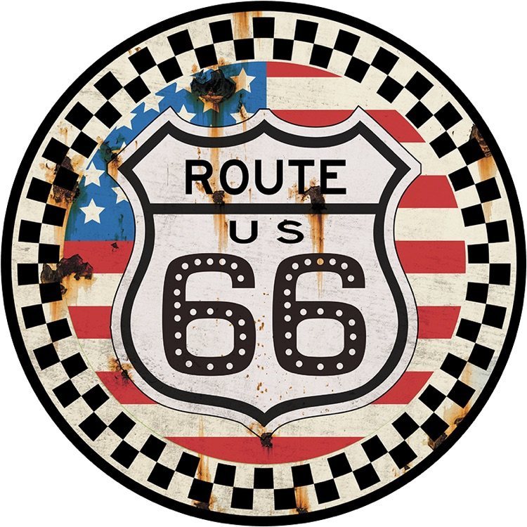 Route 66 USA Flag Race - 35 cm rond