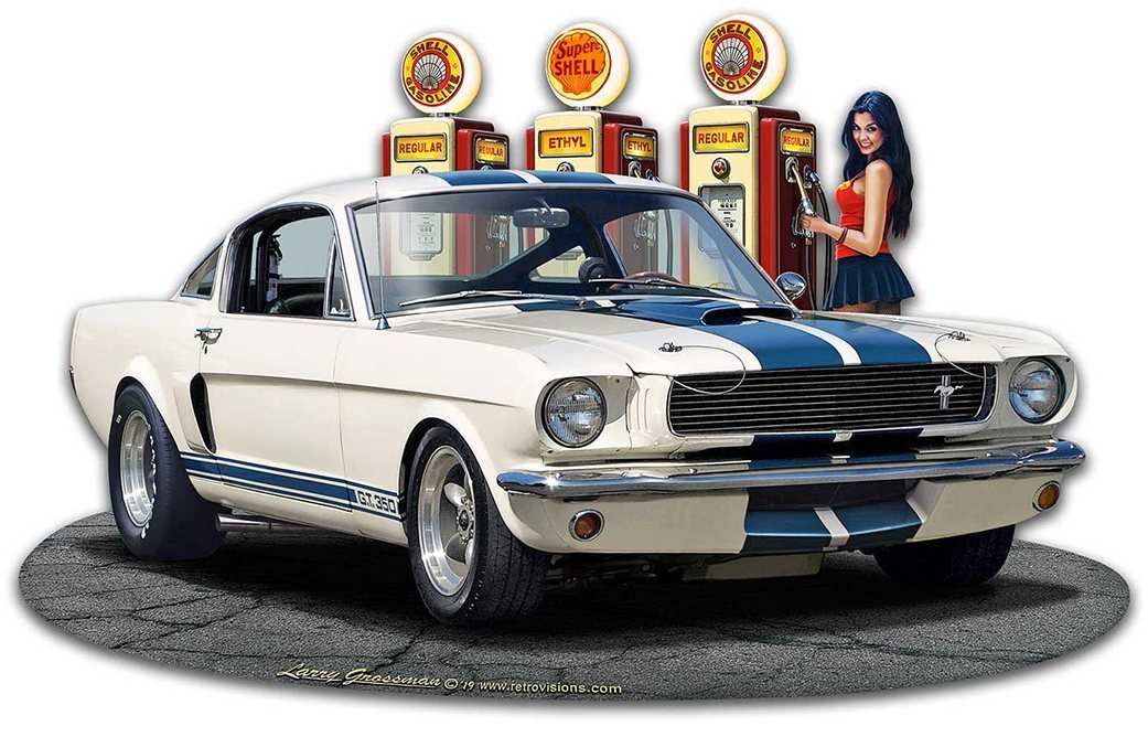 Mustang GT 1965 white blue-Fill Up