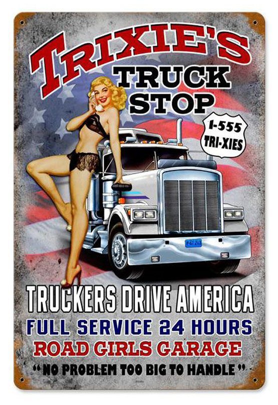 Trixies Truck Stop Vintage Sign