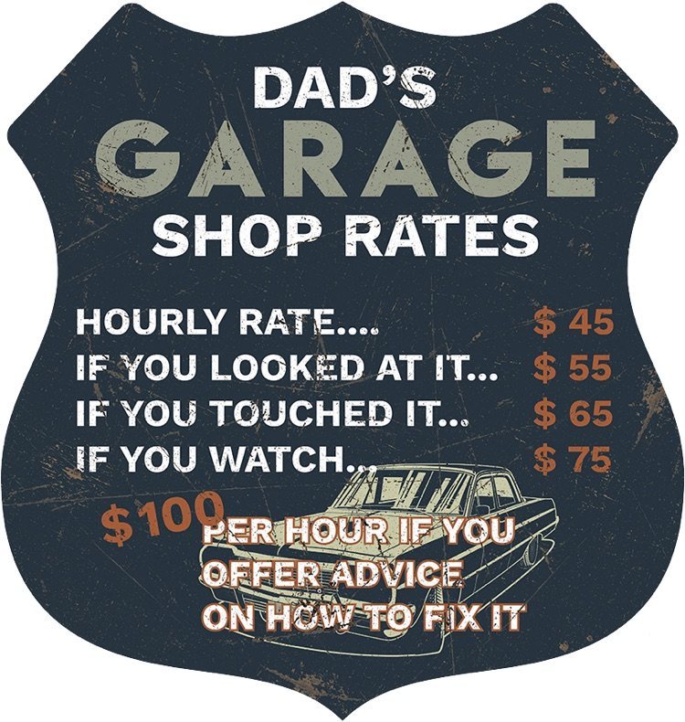 Shield - Dads Garage Shop Rates
