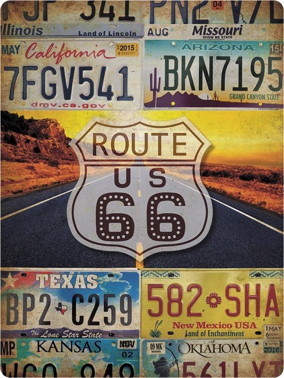 Route 66 License Plates XL