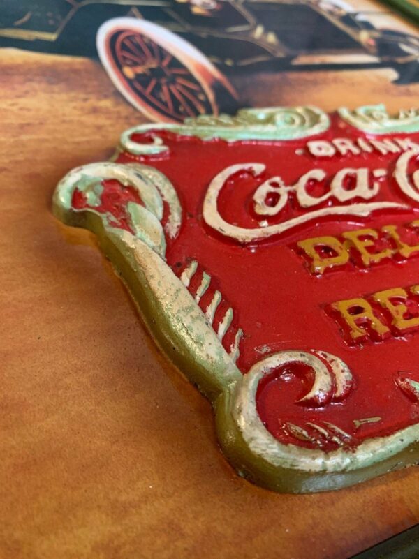 Coca-Cola - wood - People in Old Car - Afbeelding 4
