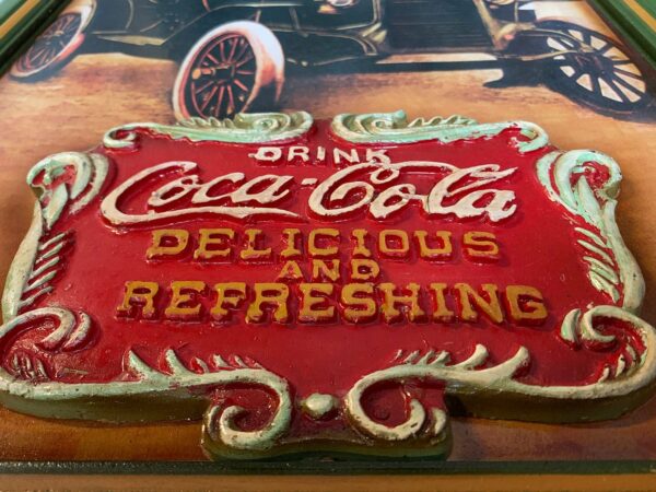Coca-Cola - wood - People in Old Car - Afbeelding 2