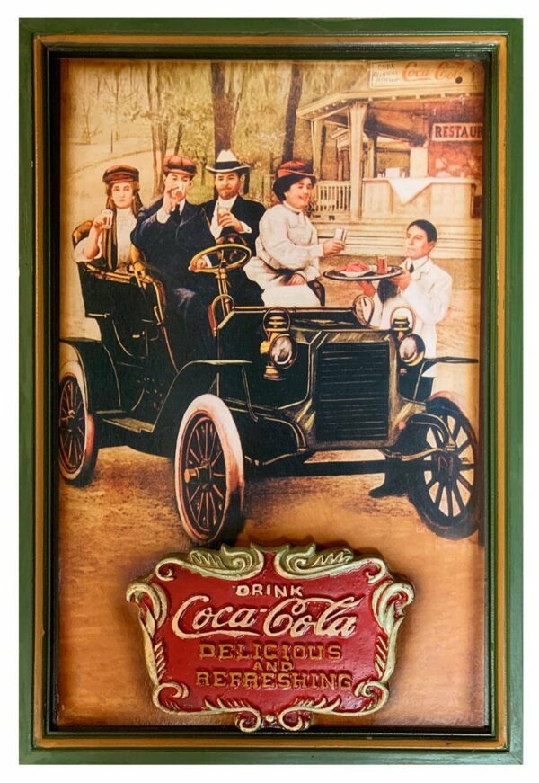 Coca-Cola - wood - People in Old Car