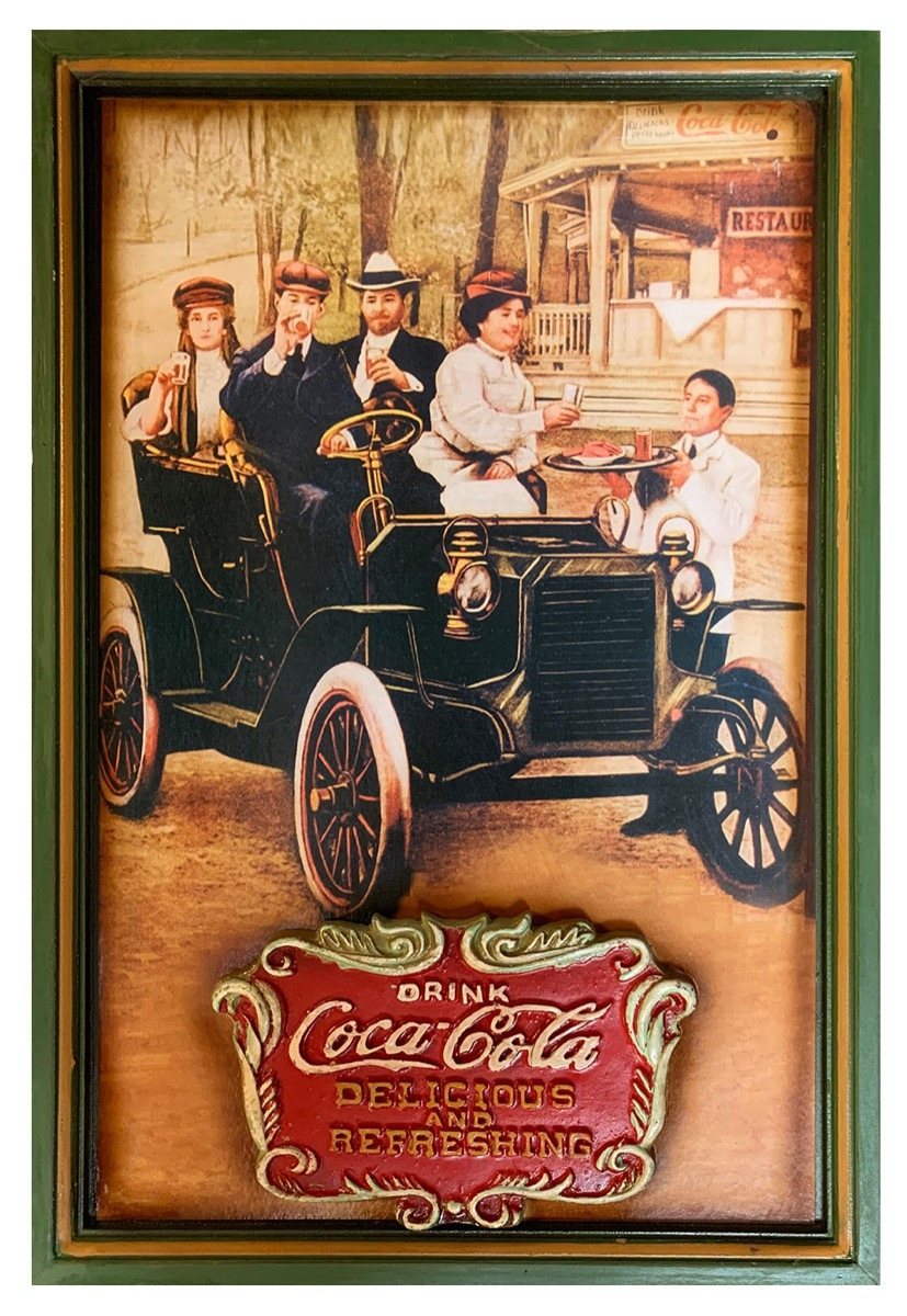 Coca-Cola - wood - People in Old Car