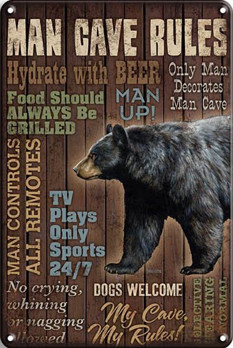 Man Cave Rules - Bear - 30x40