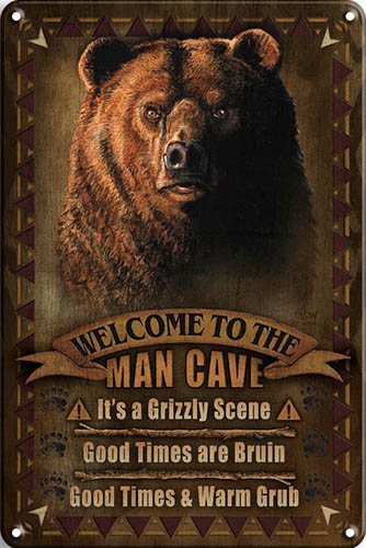 Welcome to the Man Cave Bear - Brown - 30x40