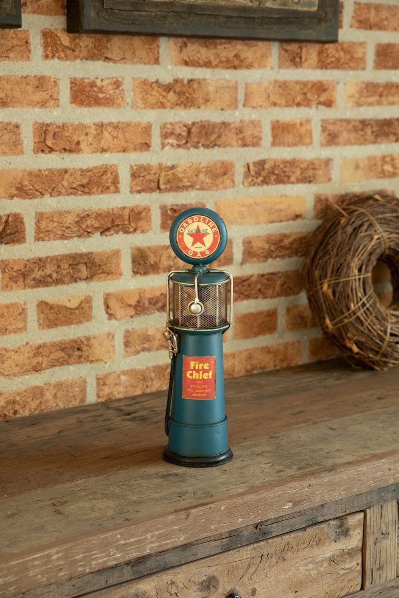 Miniatuur - Retro Benzinepomp - blauw