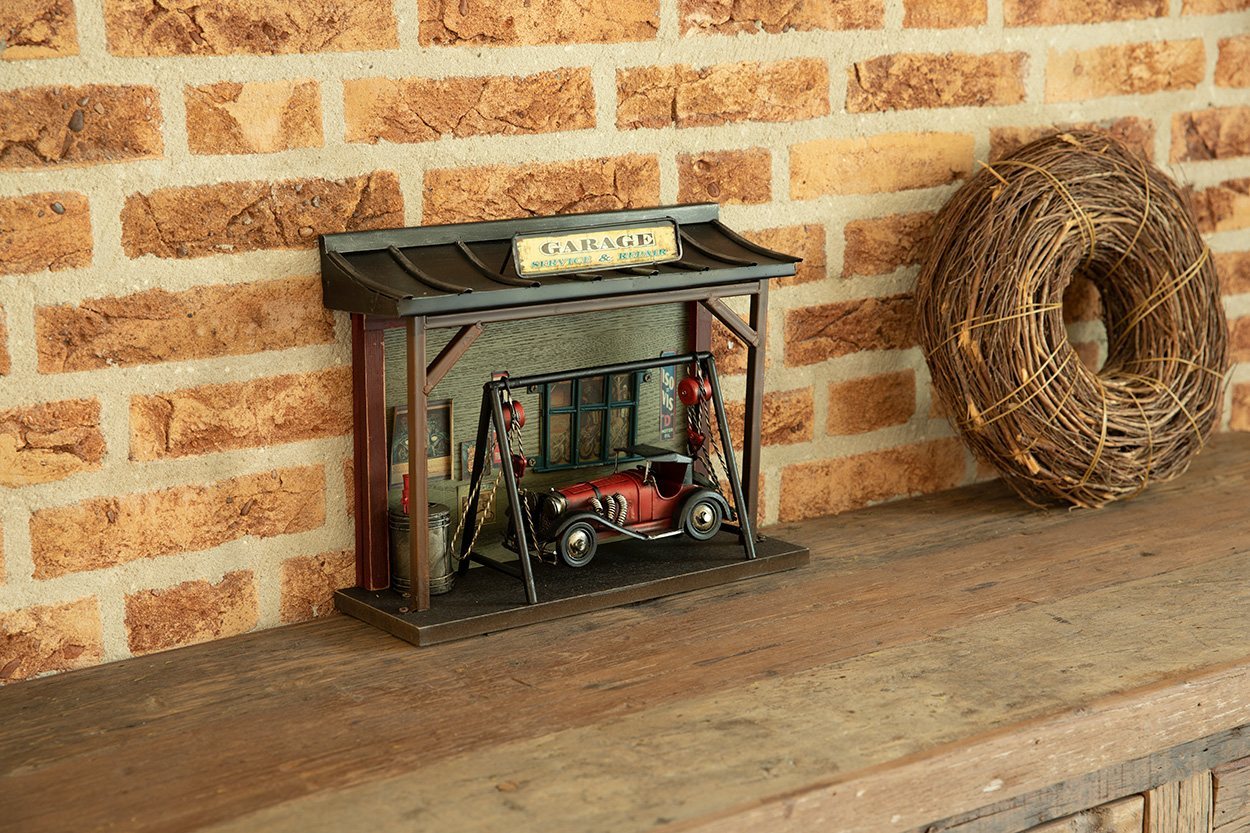 Miniatuur - Garage met Hot Rod Auto