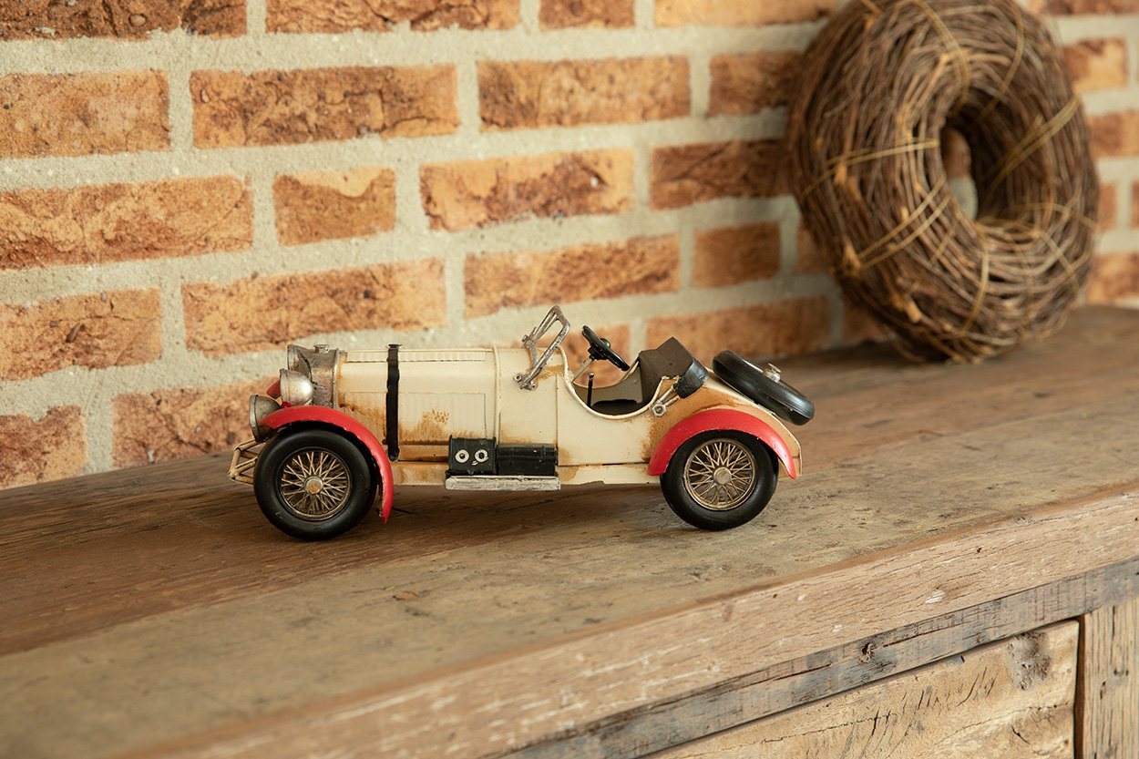 Miniatuur - Oldtimer raceauto - wit