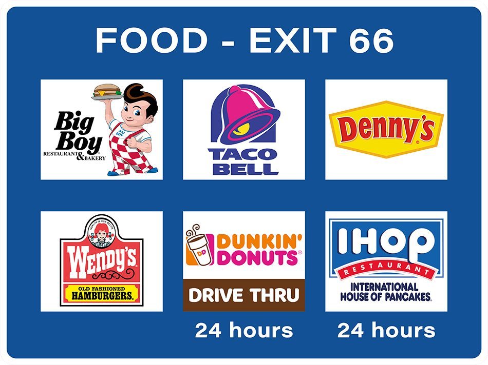 US-Traffic Sign - Food Exit 66