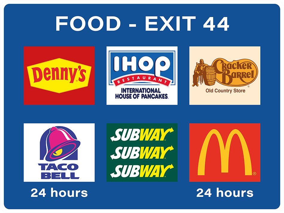 US-Traffic Sign - Food Exit 44