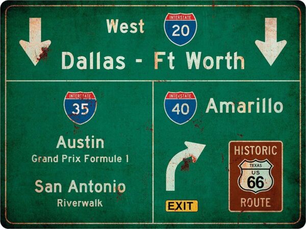 US-Traffic Sign - Texas - Dallas - grunge