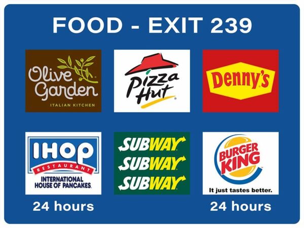 US-Traffic Sign - Food Exit 239