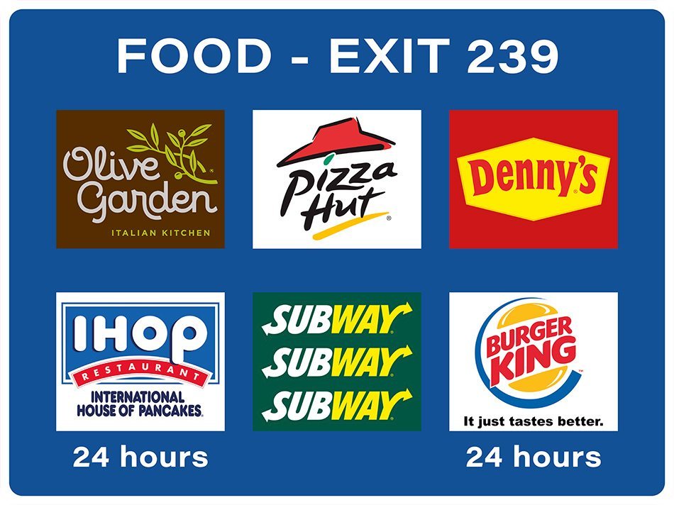 US-Traffic Sign - Food Exit 239