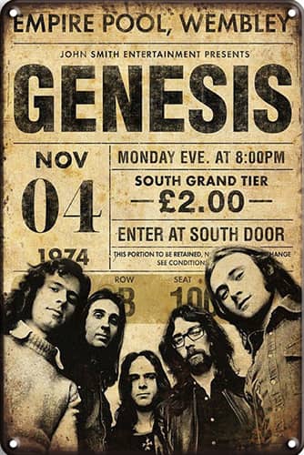 Genesis - 1974 concert ticket - 30x40