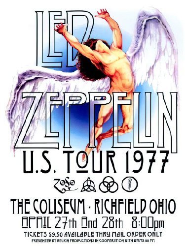 Led Zeppelin - White 1977 Ohio - 30x40