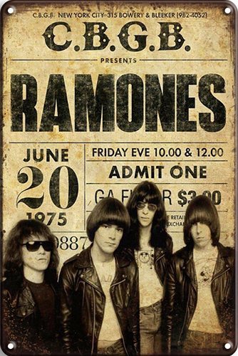 Ramones - 1975 concertticket - 30x40