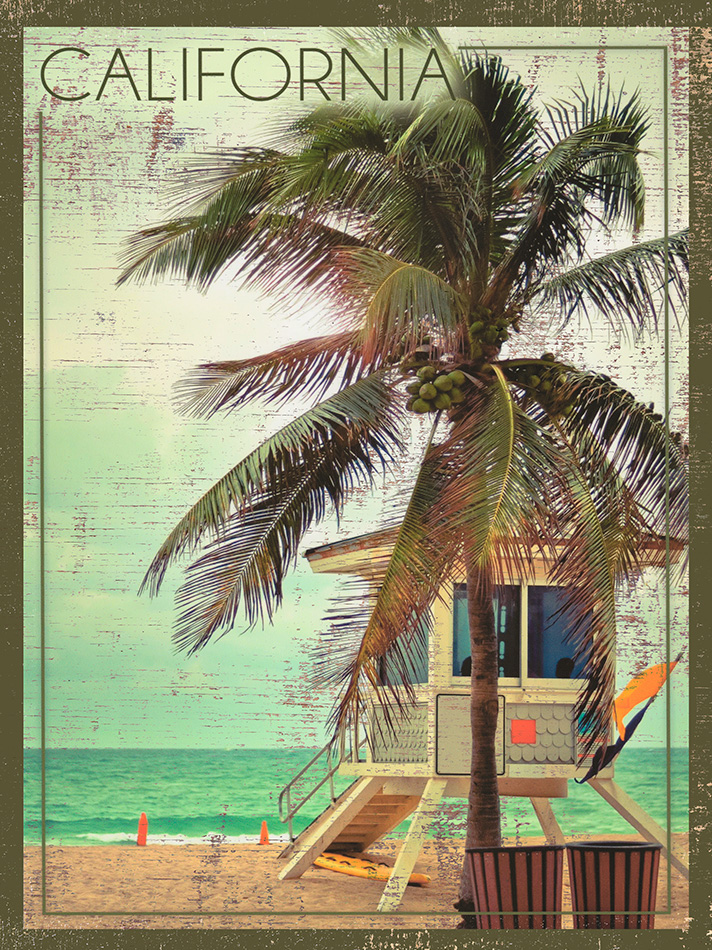 California - Beach - Wood - 22x30 cm