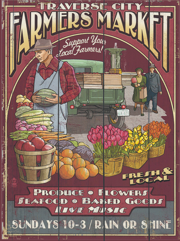 Farmers Market - Wood - 22x30 cm